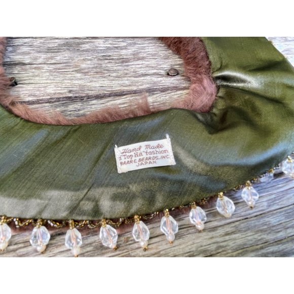 Vintage 1950s Brown Mink fur Collar/Necklace With Glass Dangle Beads - Picture 10 of 16